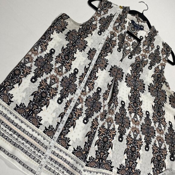 Max Edition Womens Sleeveless Floral Pattern Tunic Top XL White/Black - Picture 6 of 6